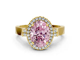 Yellow gold Fancy Pink Oval  Halo Pave Split Shank Prong Setting Ring_57
