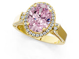 Yellow gold Fancy Pink Oval  Halo Pave Split Shank Prong Setting Ring_58