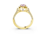 Yellow gold Fancy Pink Oval  Halo Pave Split Shank Prong Setting Ring_60