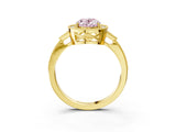 Yellow gold Fancy Pink Oval  Halo Round Diamond Milgrain Pave Engagement Ring_6