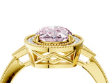 Yellow gold Fancy Pink Oval  Halo Round Diamond Milgrain Pave Engagement Ring_7