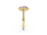 Yellow gold Fancy Pink Oval  Halo Round Diamond Pave Band with Four-Prong Setting_40