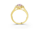 Yellow gold Fancy Pink Oval  Halo Round Diamond Pave Band with Four-Prong Setting_41