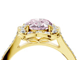 Yellow gold Fancy Pink Oval  Halo Round Diamond Pave Band with Four-Prong Setting_42