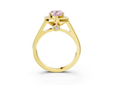 Yellow gold Fancy Pink Oval  Halo Solitaire Diamond Ring with Pave Band and Bezel Setting_50