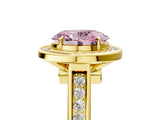 Yellow gold Fancy Pink Oval  Halo Solitaire Diamond Ring with Pave Band and Bezel Setting_52