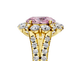 Yellow gold Fancy Pink Oval  Halo Split Shank Diamond Engagement Ring with Pave Band and Four-Prong Setting_59