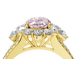 Yellow gold Fancy Pink Oval  Halo Split Shank Diamond Engagement Ring with Prong Setting_24