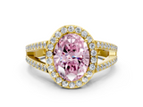Yellow gold Fancy Pink Oval  Halo Split Shank Diamond Ring with Four-Prong Setting_33