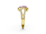 Yellow gold Fancy Pink Oval  Halo Split Shank Diamond Ring with Four-Prong Setting_35