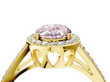 Yellow gold Fancy Pink Oval  Halo Split Shank Diamond Ring with Four-Prong Setting_37
