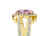 Yellow gold Fancy Pink Oval  Halo Split Shank Diamond Ring with Four-Prong Setting_38