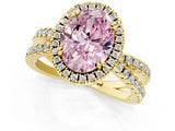 Yellow gold Fancy Pink Oval  Halo Split Shank Diamond Ring with Pavé Setting_27