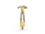 Yellow gold Fancy Pink Oval  Halo Split Shank Diamond Ring with Pavé Setting_28