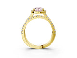 Yellow gold Fancy Pink Oval  Halo Split Shank Diamond Ring with Pavé Setting_29