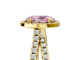 Yellow gold Fancy Pink Oval  Halo Split Shank Diamond Ring with Pavé Setting_31