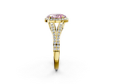 Yellow gold Fancy Pink Oval  Halo Split Shank Diamond Ring with Prong Setting_22