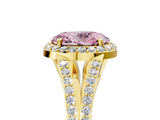 Yellow gold Fancy Pink Oval  Halo Split Shank Diamond Ring with Prong Setting_25