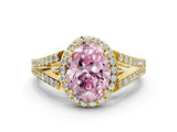 Yellow gold Fancy Pink Oval  Halo Split Shank Pave Diamond Ring with Four-Prong Setting_49