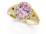 Yellow gold Fancy Pink Oval  Halo Split Shank Pave Diamond Ring with Four-Prong Setting_50