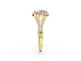 Yellow gold Fancy Pink Oval  Halo Split Shank Pave Diamond Ring with Four-Prong Setting_51