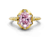 Yellow gold Fancy Pink Oval  Halo Split Shank Pave Diamond Ring with Petal Prong Setting_21