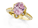 Yellow gold Fancy Pink Oval  Halo Split Shank Pave Diamond Ring with Petal Prong Setting_22