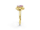 Yellow gold Fancy Pink Oval  Halo Split Shank Pave Diamond Ring with Petal Prong Setting_23