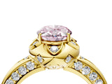 Yellow gold Fancy Pink Oval  Halo Split Shank Pave Diamond Ring with Petal Prong Setting_25