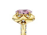 Yellow gold Fancy Pink Oval  Halo Split Shank Pave Diamond Ring with Petal Prong Setting_26