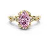 Yellow gold Fancy Pink Oval  Halo Twist Band Solitaire Ring with Six-Prong Setting_32