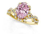 Yellow gold Fancy Pink Oval  Halo Twist Band Solitaire Ring with Six-Prong Setting_33