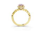 Yellow gold Fancy Pink Oval  Halo Twist Band Solitaire Ring with Six-Prong Setting_35