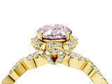 Yellow gold Fancy Pink Oval  Halo Twist Band Solitaire Ring with Six-Prong Setting_36