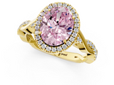 Yellow gold Fancy Pink Oval  Halo Twist Band Solitaire Ring_21