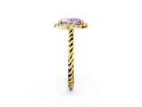 Yellow gold Fancy Pink Oval  Halo Twisted Band Four-Prong Diamond Ring_22