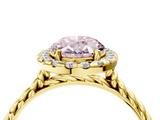 Yellow gold Fancy Pink Oval  Halo Twisted Band Four-Prong Diamond Ring_24