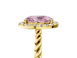 Yellow gold Fancy Pink Oval  Halo Twisted Band Four-Prong Diamond Ring_25