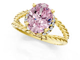 Yellow gold Fancy Pink Oval  Halo Twisted Band Four-Prong Ring_33