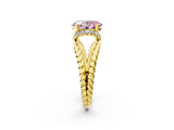 Yellow gold Fancy Pink Oval  Halo Twisted Band Four-Prong Ring_34