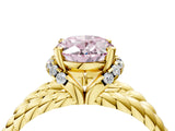 Yellow gold Fancy Pink Oval  Halo Twisted Band Four-Prong Ring_36