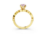 Yellow gold Fancy Pink Oval  Milgrain Bezel Diamond Engagement Ring with Solitaire Prong Setting_144