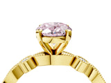 Yellow gold Fancy Pink Oval  Milgrain Bezel Diamond Engagement Ring with Solitaire Prong Setting_145