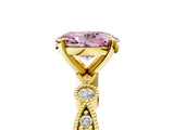 Yellow gold Fancy Pink Oval  Milgrain Bezel Diamond Engagement Ring with Solitaire Prong Setting_146