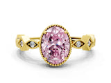 Yellow gold Fancy Pink Oval  Milgrain Marquise Diamond Twist Band Ring_62