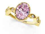 Yellow gold Fancy Pink Oval  Milgrain Marquise Diamond Twist Band Ring_63