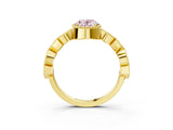 Yellow gold Fancy Pink Oval  Milgrain Marquise Diamond Twist Band Ring_65