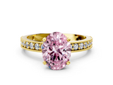 Yellow gold Fancy Pink Oval  Milgrain Pave Diamond Engagement Ring with Four-Prong Setting_152