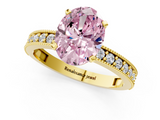 Yellow gold Fancy Pink Oval  Milgrain Pave Diamond Engagement Ring with Four-Prong Setting_153