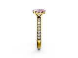 Yellow gold Fancy Pink Oval  Milgrain Pave Diamond Engagement Ring with Four-Prong Setting_154